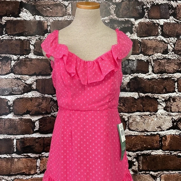 B. Smart Dress NWT Sleeveless Ruffles Knee Length Pink Junior 13 - Picture 8 of 16